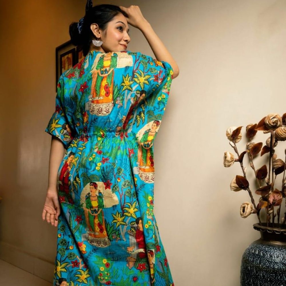 BRAND NEW Indian Handmade Long Kaftan Dress Beach Wear Bridesmaid Gift - Picture 4 of 5